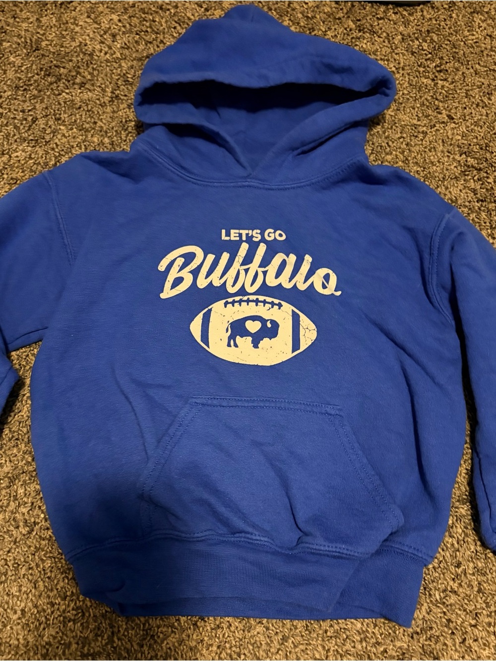 Gildan Royal Blue Kids Hoodie "Let's Go Buffalo" Football Graphic XS